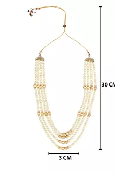 4 Layered Traditional Gold Plated Dulha Moti Mala with Beaded Maharaja Haar/Groom Necklace For Men