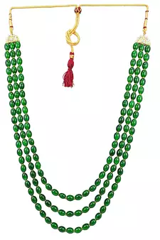 3 Layered Traditional Gold Plated Dulha Moti Mala Maharaja Haar/Groom Necklace For Men 