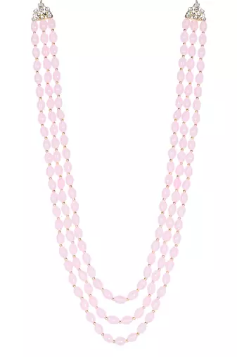 3 Layered Traditional Gold Plated Dulha Moti Mala Maharaja Haar/Groom Necklace For Men 