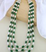 3 Layered Traditional Gold Plated Dulha Moti Mala Maharaja Haar/Groom Necklace For Men 