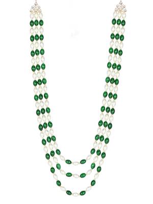 3 Layered Traditional Gold Plated Dulha Moti Mala Maharaja Haar/Groom Necklace For Men  2