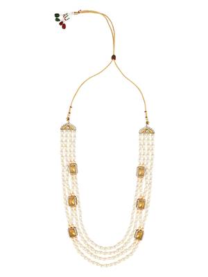 4 Layered Traditional Gold Plated Dulha Moti Mala with Beaded Maharaja Haar/Groom Necklace For Men 1