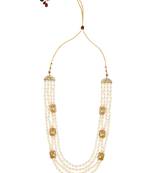 4 Layered Traditional Gold Plated Dulha Moti Mala with Beaded Maharaja Haar/Groom Necklace For Men