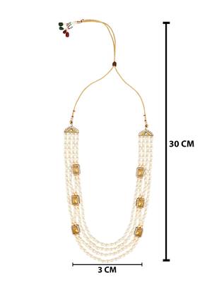 4 Layered Traditional Gold Plated Dulha Moti Mala with Beaded Maharaja Haar/Groom Necklace For Men 3