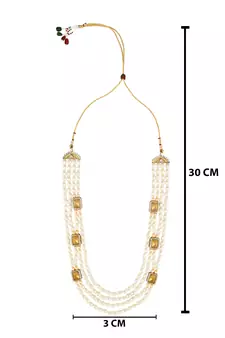 4 Layered Traditional Gold Plated Dulha Moti Mala with Beaded Maharaja Haar/Groom Necklace For Men