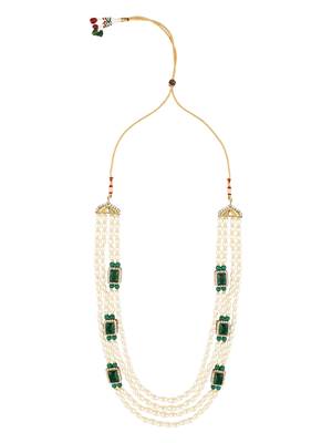 4 Layered Traditional Gold Plated Dulha Moti Mala with Beaded Maharaja Haar/Groom Necklace For Men 1