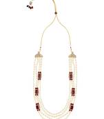 4 Layered Traditional Gold Plated Dulha Moti Mala with Beaded Maharaja Haar/Groom Necklace For Men