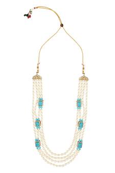4 Layered Traditional Gold Plated Dulha Moti Mala with Beaded Maharaja Haar/Groom Necklace For Men