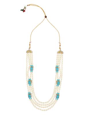 4 Layered Traditional Gold Plated Dulha Moti Mala with Beaded Maharaja Haar/Groom Necklace For Men 1