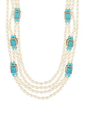 4 Layered Traditional Gold Plated Dulha Moti Mala with Beaded Maharaja Haar/Groom Necklace For Men 2