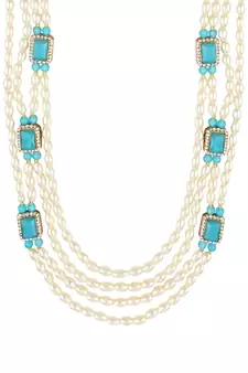 4 Layered Traditional Gold Plated Dulha Moti Mala with Beaded Maharaja Haar/Groom Necklace For Men