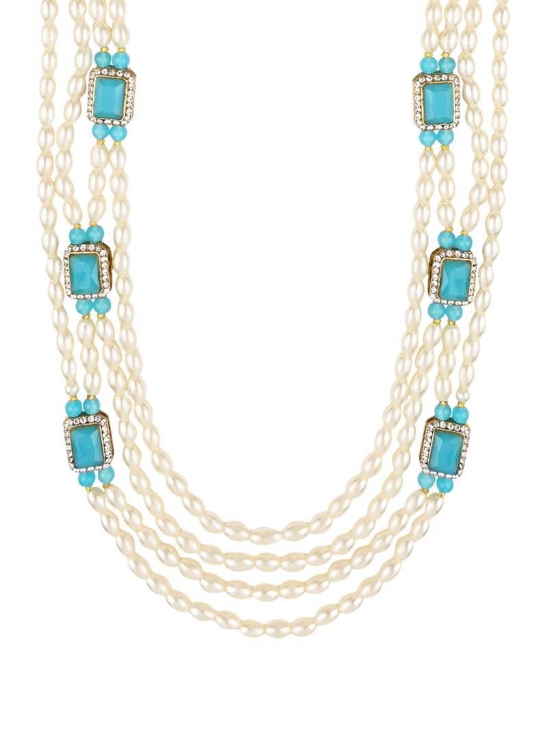 4 Layered Traditional Gold Plated Dulha Moti Mala with Beaded Maharaja Haar/Groom Necklace For Men