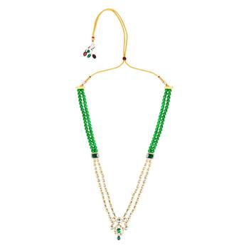 2 Layered Traditional Gold Plated Kundan Studded Moti Mala Maharaja Haar/Groom Necklace For Men  1