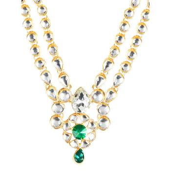 2 Layered Traditional Gold Plated Kundan Studded Moti Mala Maharaja Haar/Groom Necklace For Men  2