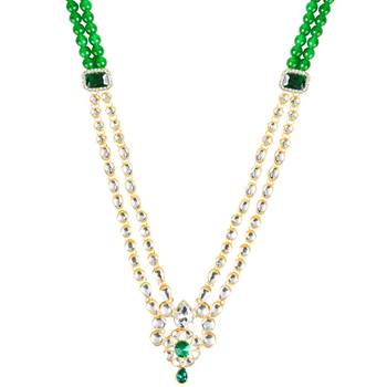 2 Layered Traditional Gold Plated Kundan Studded Moti Mala Maharaja Haar/Groom Necklace For Men  3