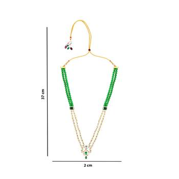 2 Layered Traditional Gold Plated Kundan Studded Moti Mala Maharaja Haar/Groom Necklace For Men  4