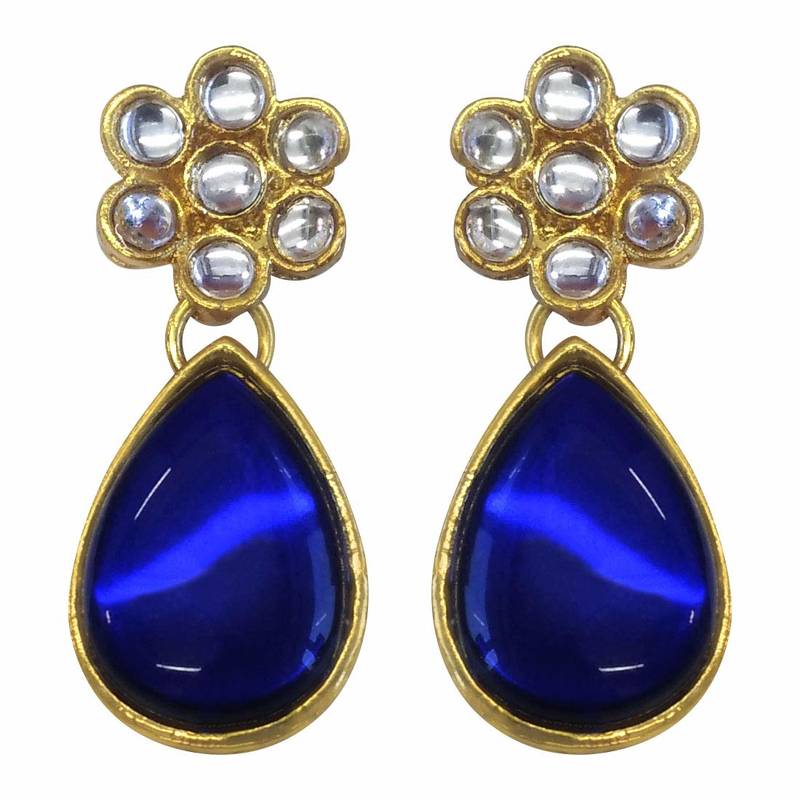 Gold Plated Traditional Stone Studded Pearl Choker Necklace Jewellery Set For Women/Girls 