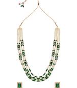 Gold Plated Green & White Pearl Beaded Gold-Plated Jewellery Set for women 