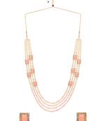 Gold Plated Pink & White Pearl Beaded Gold-Plated Jewellery Set for women 