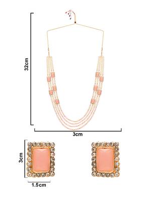 Gold Plated Pink & White Pearl Beaded Gold-Plated Jewellery Set for women  3