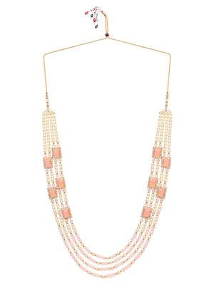 Gold Plated Pink & White Pearl Beaded Gold-Plated Jewellery Set for women  4