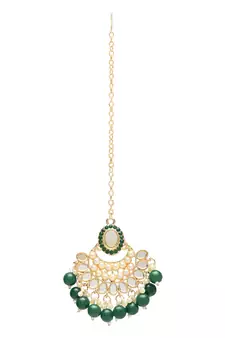 Gold Plated Traditional Kundan & Pearl Choker Necklace Chandbali Earring & Maang Tikka Ethnic Jewellery Set