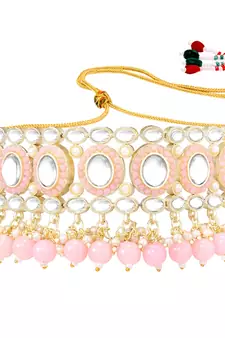 Gold Plated Traditional Kundan Choker Necklace Chandbali Earring & Maang Tikka Ethnic Jewellery Set Gift