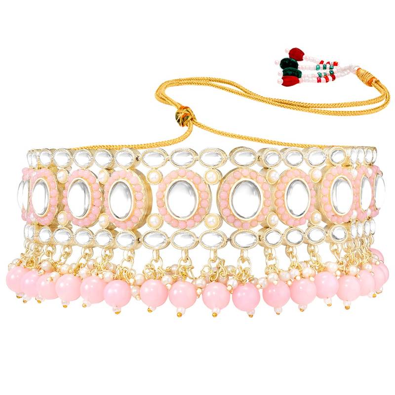 Gold Plated Traditional Kundan Choker Necklace Chandbali Earring & Maang Tikka Ethnic Jewellery Set Gift