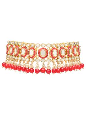 Gold Plated Traditional Kundan & Pearls Choker Necklace Chandbali Earring & Maang Tikka Ethnic Jewellery Set 3