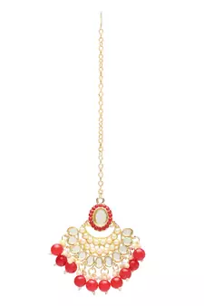 Gold Plated Traditional Kundan & Pearls Choker Necklace Chandbali Earring & Maang Tikka Ethnic Jewellery Set