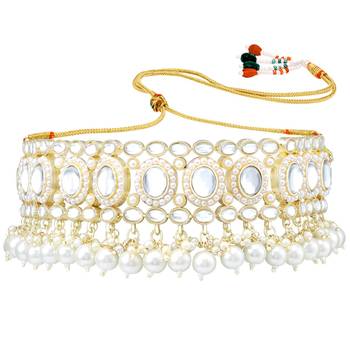 Gold Plated Traditional Kundan Choker Necklace Chandbali Earring & Maang Tikka Ethnic Jewellery Set Gift 5