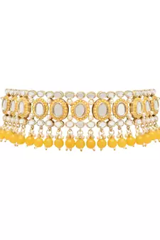 Gold Plated Traditional Kundan & Pearls Choker Necklace Chandbali Earring & Maang Tikka Ethnic Jewellery Set