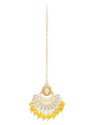 Gold Plated Traditional Kundan & Pearls Choker Necklace Chandbali Earring & Maang Tikka Ethnic Jewellery Set 5