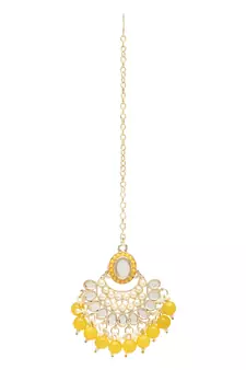 Gold Plated Traditional Kundan & Pearls Choker Necklace Chandbali Earring & Maang Tikka Ethnic Jewellery Set