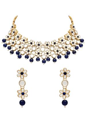 Gold Plated Traditional Kundan Choker Necklace & Earring Ethnic Jewellery Set Gift for Women & Girls 1
