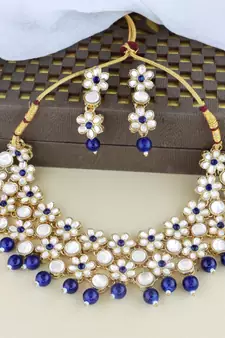 Gold Plated Traditional Kundan Choker Necklace & Earring Ethnic Jewellery Set Gift for Women & Girls