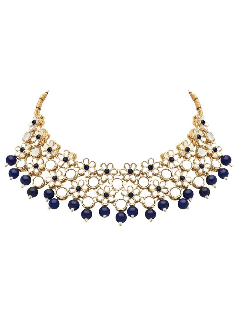 Gold Plated Traditional Kundan Choker Necklace & Earring Ethnic Jewellery Set Gift for Women & Girls