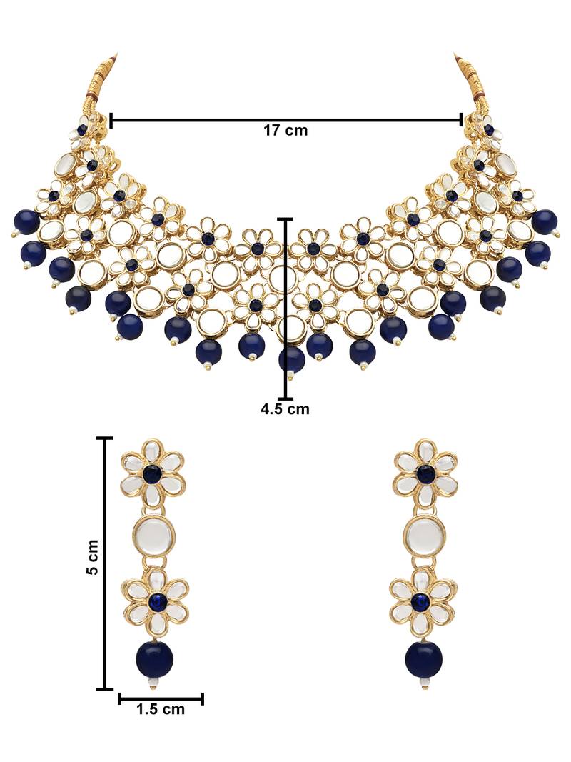 Gold Plated Traditional Kundan Choker Necklace & Earring Ethnic Jewellery Set Gift for Women & Girls