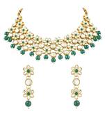 Gold Plated Traditional Kundan & Pearls Choker Necklace & Earring Ethnic Jewellery Set for Women & Girls K7229G