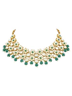 Gold Plated Traditional Kundan & Pearls Choker Necklace & Earring Ethnic Jewellery Set for Women & Girls K7229G 3