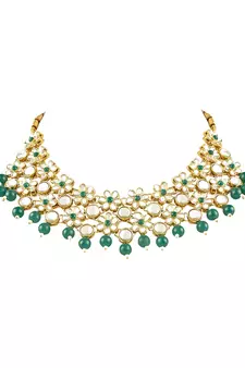 Gold Plated Traditional Kundan & Pearls Choker Necklace & Earring Ethnic Jewellery Set for Women & Girls K7229G