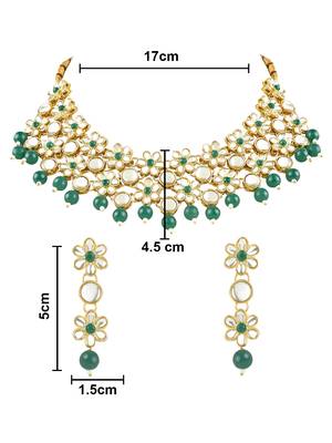 Gold Plated Traditional Kundan & Pearls Choker Necklace & Earring Ethnic Jewellery Set for Women & Girls K7229G 5