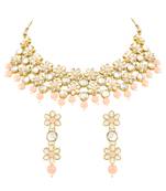 Gold Plated Traditional Kundan & Pearls Choker Necklace & Earring Ethnic Jewellery Set for Women & GirlsK7229Pe