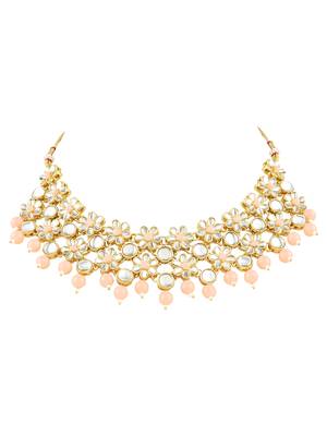 Gold Plated Traditional Kundan & Pearls Choker Necklace & Earring Ethnic Jewellery Set for Women & GirlsK7229Pe 3