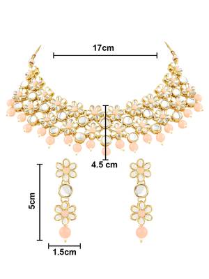 Gold Plated Traditional Kundan & Pearls Choker Necklace & Earring Ethnic Jewellery Set for Women & GirlsK7229Pe 5