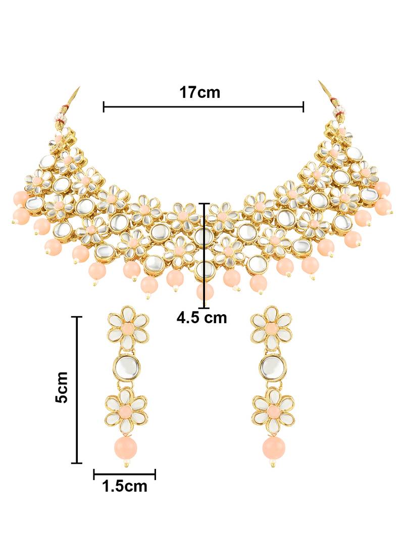Gold Plated Traditional Kundan & Pearls Choker Necklace & Earring Ethnic Jewellery Set for Women & GirlsK7229Pe