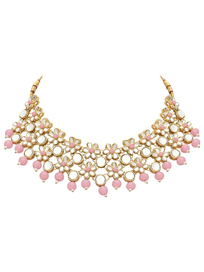 Gold Plated Traditional Kundan Choker Necklace & Earring Ethnic Jewellery Set Gift for Women & Girls