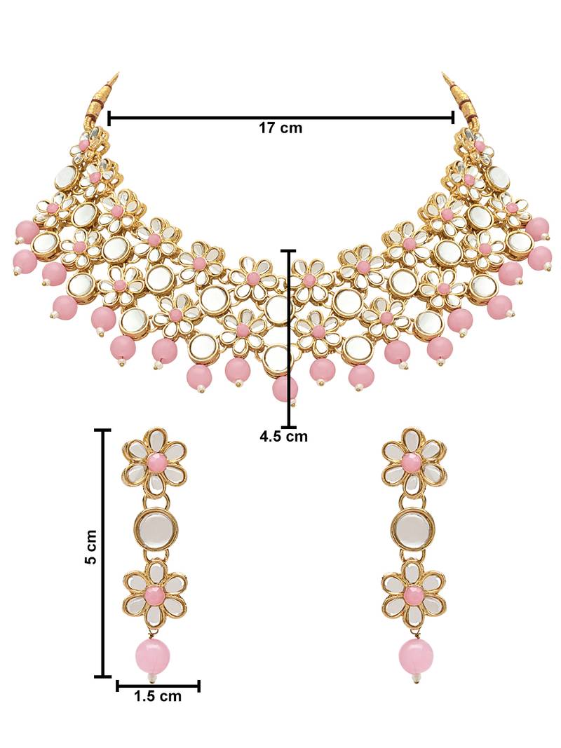 Gold Plated Traditional Kundan Choker Necklace & Earring Ethnic Jewellery Set Gift for Women & Girls