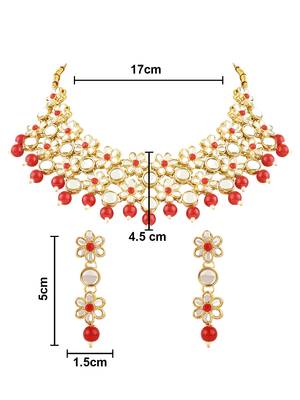 Gold Plated Traditional Kundan & Pearls Choker Necklace & Earring Ethnic Jewellery Set for Women & Girls 5