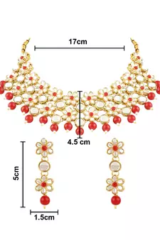 Gold Plated Traditional Kundan & Pearls Choker Necklace & Earring Ethnic Jewellery Set for Women & Girls